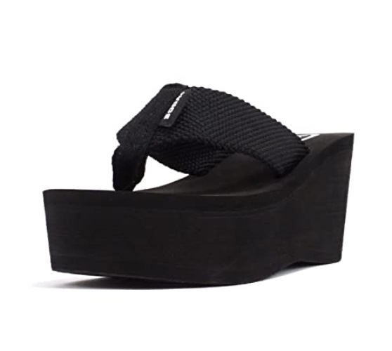 Soda Oxley-S Womens EVA Flip Flop Slip on Platform Sandals - 10 - Black