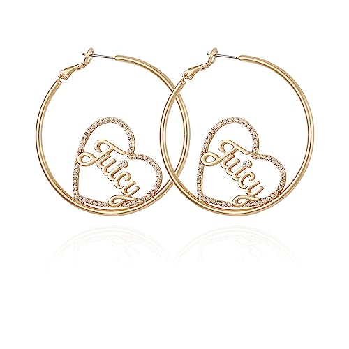 Juicy Couture Goldtone Heart and Signature Logo Hoop Earrings For Women