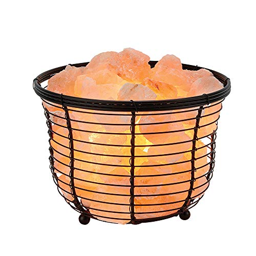 Urban Lifestyle Himalayan Basket Salt Lamp with Hand Carved Himalayan Salt Crystals - Basket Salt Lamp