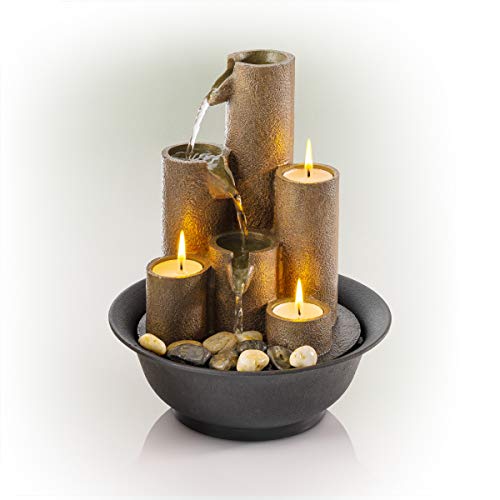 Tabletop Tiered Water Fountain Featuring 3 Candles