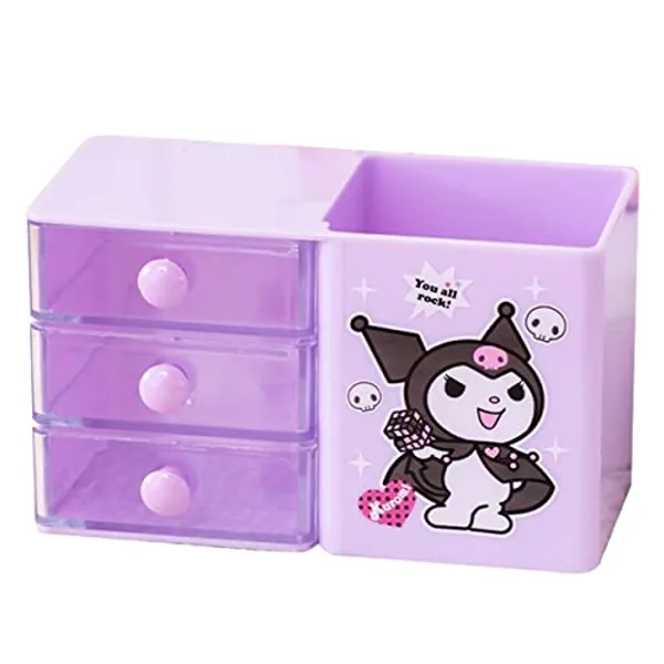 Roffatide Anime Kuromi Desktop Schreibtisch Bürobedarf Container Stifthalter für Schreibtisch Niedlich Bleistift Tasse Topf Makeup Pinsel Halter Mini Box