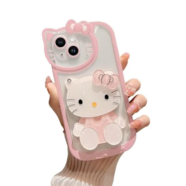 Lmuwecno Schutzhülle für iPhone 13 (6,1 Zoll), Kawaii-Design, mit Spiegel, stilvoll, niedlich, für iPhone 13, 15,5 cm (6,1 Zoll), Rosa