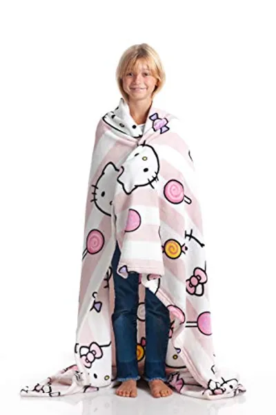 Kanguru HELLO KITTY Tagesdecke, Pinke, weiche Decke 130x170cm, Mikrofaser tagesdecke bettüberwurf oder tagesdecke Sofa. Qualität mit Ökotex-Prüfzertifikat, SANRIO