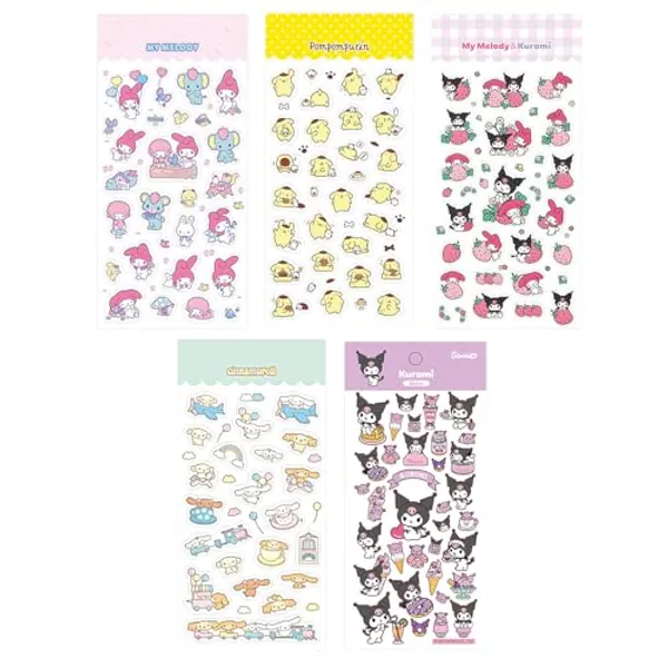 Cartoon Aufkleber, 5 Stück Aufklebers, Kuromi Aufkleber, hello kitty sticker, Cinnamoroll Stickers, Wasserdicht Stickers für DIY-Kunsthandwerk, Fotoalbum, Scrapbook, Laptop, Skateboard (B)