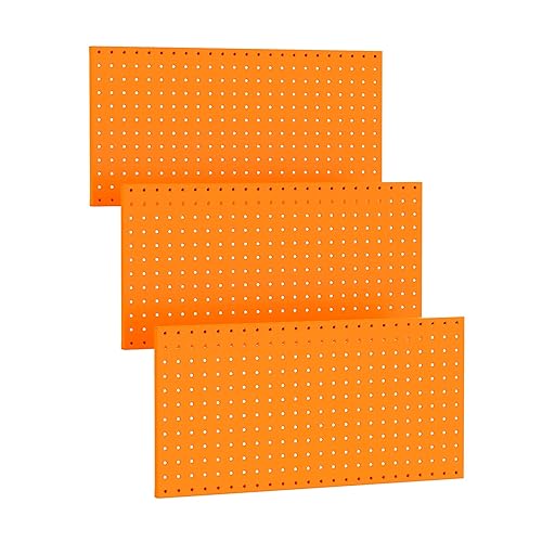 TORACK 3Pcs Metal Pegboard Panels(12x24 inch) for Wall Garage Utility Tools Pegboard Storage System for Workbench, Modular Peg Board Organizer Board Kit(Pack of 3, Orange) - Orange
