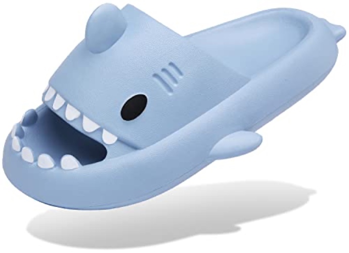 Men's and Women's Shark Slides Cloud Slippers Summer Novelty Open Toe Slide Sandals Anti-Slip Beach Pool Shower Shoes with Cushioned Thick Sole - 11-12 Women/9.5-10 Men - Blue