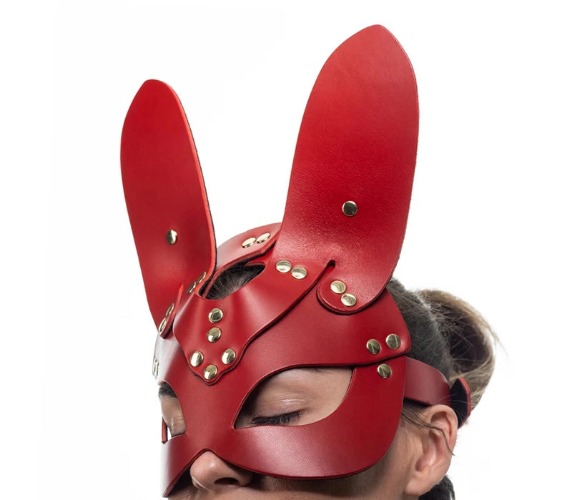 Mona Leather Bunny Mask - Red