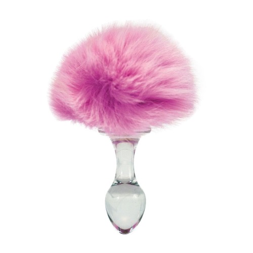 Glass Plug with Magnetic Bunny Tail - Pink