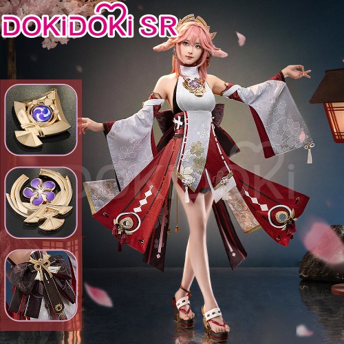 【Ready For Ship】DokiDoki-SR Game Genshin Impact Yae Miko Cosplay Costume / Shoes | 2.0 Ver. Costume Only-S-Ready For Ship