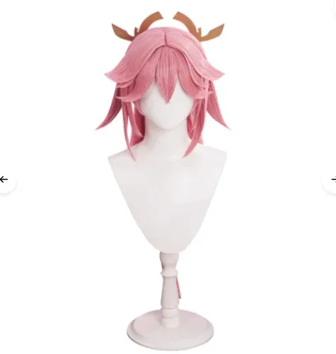 【Ready For Ship】DokiDoki Game Genshin Impact Yae Miko Cosplay Wig Long Dark Pink | Wig Only