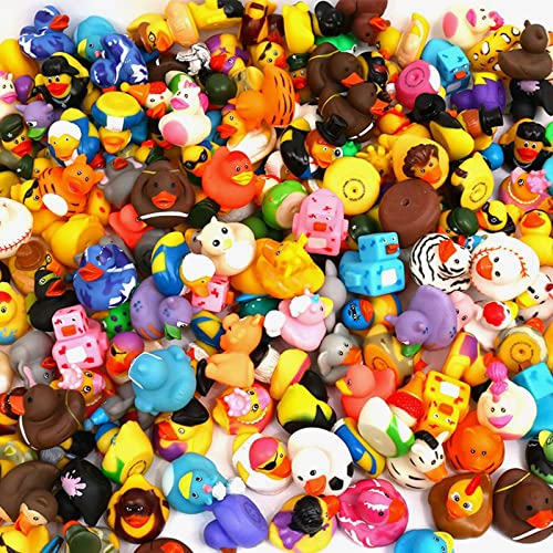 XY-WQ 100 Pack Rubber Duck for Jeeps Ducking - 2" Bulk Floater Duck for Kids - Baby Bath Toy Assortment - Party Favors, Birthdays, Bath Time, and More (50 Varieties) - Pack of 100