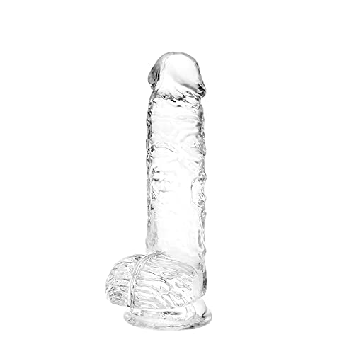 Small Realistic Clear 6 inch Cute Dildo,Adult Sex Toy with Suction Cup Dildo, Suitable for Beginner Women/Men/Gay with thin and slim Poke, can be Use for G-spot and Anal - Transparent