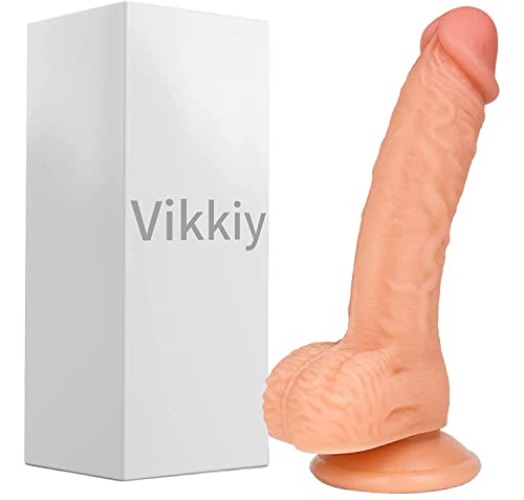 Vikkiy 7.3 Inch Realistic Dildo Feels Like Skin Body-Safe Material G spot Stimulator Dildos with Strong Suction Cup for Hands-free Play Sex Toys for Adult - L1 - Flesh