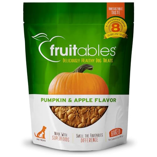 Fruitables Baked Dog Treats – Pumpkin Treats for Dogs – Healthy Low Calorie Treats – Free of Wheat, Corn and Soy – Pumpkin and Apple Dog Treats – 12 Ounces - 12 Ounce (Pack of 1) - Pumpkin and Apple