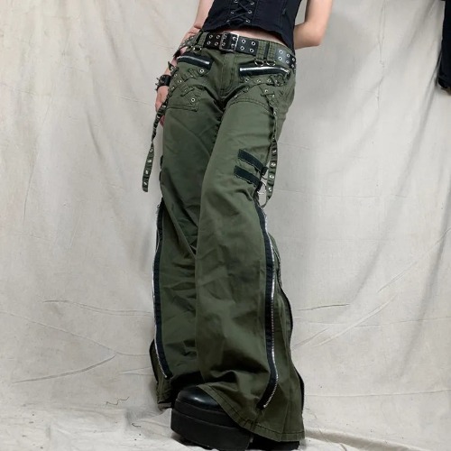 Gothic Grunge Punk Baggy Kawaii Pants - green / M