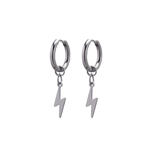Fashion Lightning Bolt Small Hoop Earrings for Women Men Stainless Steel Cartilage Tiny Hoop Earrings Charm Drop Dangle Piercing and Non Pierced Hip Hop K-POP Huggie Hoops Ear Cuffs Little Hoops Christmas New Year Gifts - Lighting, Piercing