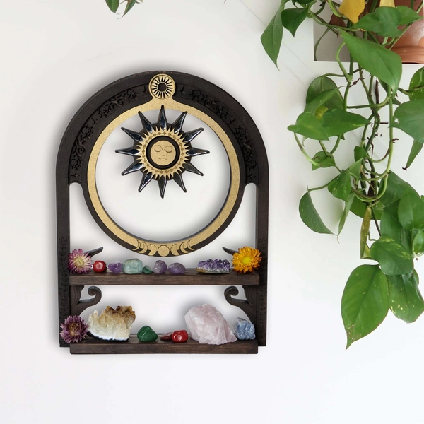 Coppermoon Mirrored Sun Open Arch Crystal Shelf