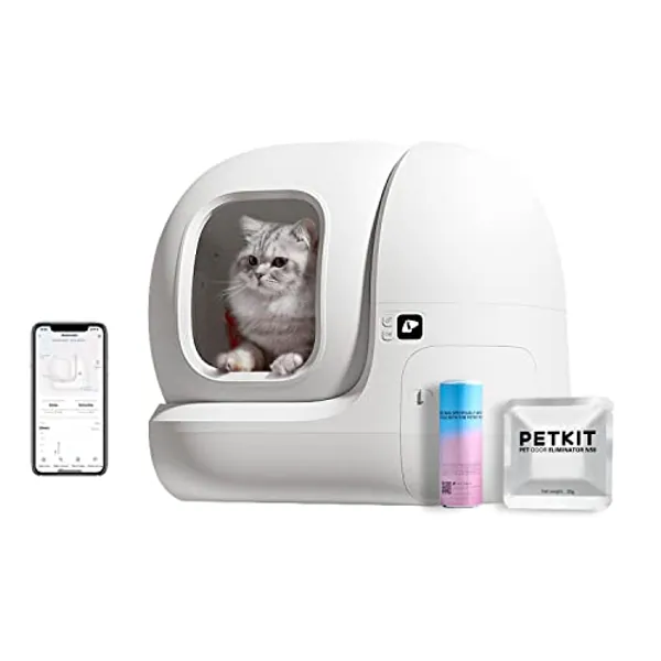 PETKIT Pura Max Litiere Chat Autonettoyante, Bac à Litière Autonettoyante,xSecure/élimination des Odeurs/Contrôle APP/Capacité Maximale de 76L pour Plusieurs Chats (Version Spray sans Désodor)