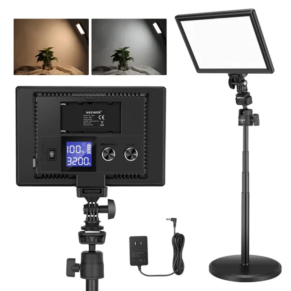 Neewer 9.1” Led Panel Light with 24” Extendable Desk Mount Stand, 116 Beads Dimmable Bi-Color 3200~5600K CRI 97+ LED Video Light for Photography YouTube Game Video Shooting Live Stream - 