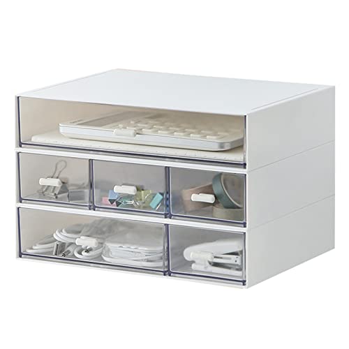 Desk Organizer with 6 Drawers, Makeup Organizer, Plastic Makeup Storage, Cosmetic Storage Organizer, Desk Storage Box, Bathroom Organization Boxes, Desktop Storage Box(White) - White