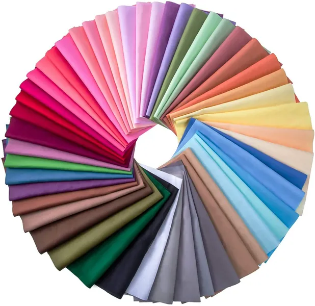 50 Pieces Multi-Colors Fabric Patchwork Mixed Squares Bundle Sewing Quilting Craft, 50 Colors (25 x 25 cm) - 25 x 25 cm