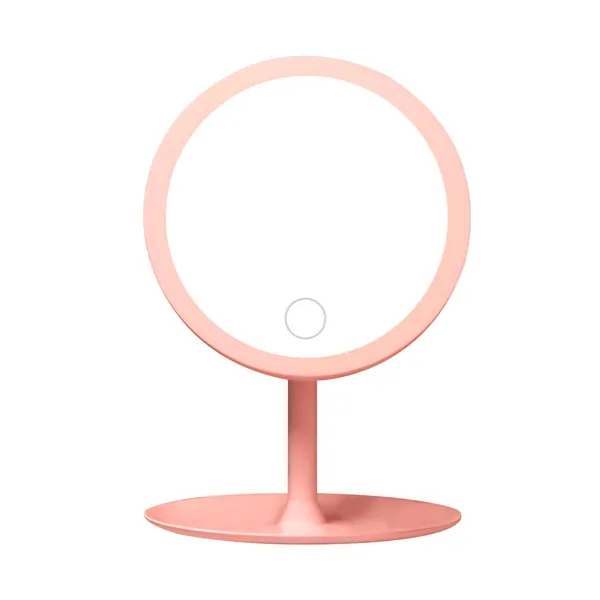 TALOMON LED Makeup Mirror with Touch Screen, Portable, Lighted Vanity Mirror for Home and Office (Pink Three-Coloured, orbicular)