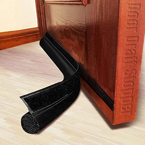 MAXTID Door Draft Stopper 36 Inch Black Adjustable Door Draft Blocker Seal Strip Front Sound Proof Draft Guard for Bottom of Doors - Black - 36"