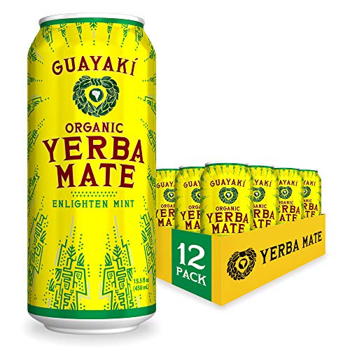 Guayakí Organic Yerba Mate Clean Energy Drink Alternative, Enlighten Mint Flavor, 15.5 Oz (Pack of 12), 150mg Natural Caffeine, Smooth Energy & Focus - Enlighten Mint - 15.5 Fl Oz (Pack of 12)