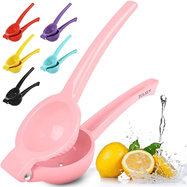 Zulay Premium Quality Metal Lemon Squeezer, Citrus Juicer, Manual Press for Extracting the Most Juice Possible - Pink