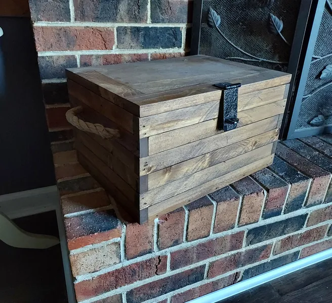 Rustic Wooden Box With Lid and Latch. Rustic Decor. Use Wooden Crate For Storage And Home Decor.
