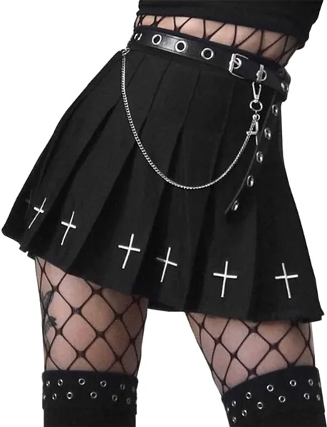 Yingke Gonna Gotica Croce Modello Gonna A Pieghe Harajuku A-Line Gonna A Vita Alta Gonna A Pieghe Moda Y2K Gonna Punk Gotico