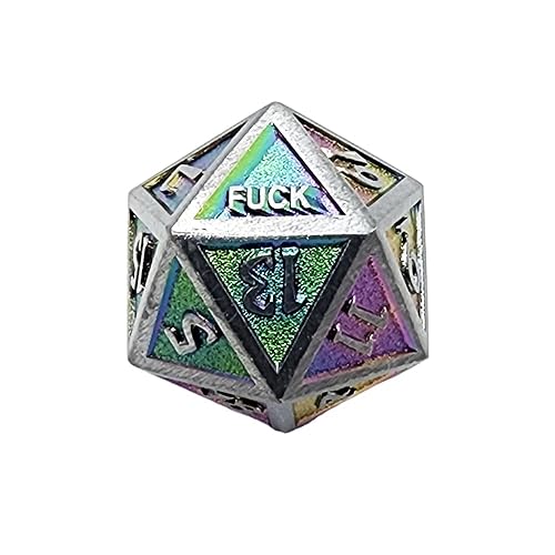 Metal D20 F Dice Critical Fail F 20 Sided Die Rainbow