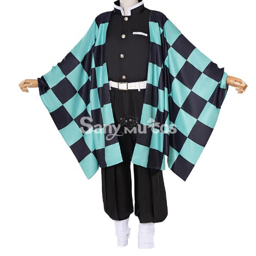 Anime Demon Slayer Kimetsu no Yaiba Kamado Tanjiro Japanese Style Uniform and Yukata Cosplay Costume - XL