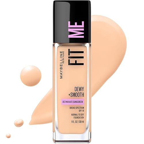 Maybelline Fit Me Dewy + Smooth Liquid Foundation Makeup, Classic Ivory, 1 Count (Packaging May Vary) - 120 CLASSIC IVORY - 1 Fl Oz (Pack of 1)