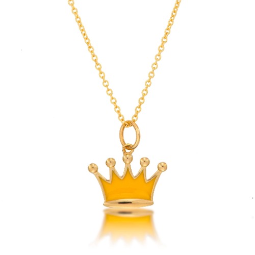 Gold Crown Pendant Necklace - 14K White Gold