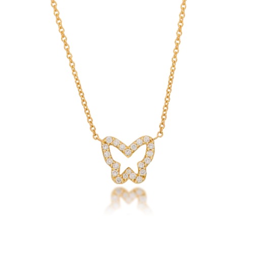 Real Diamond Butterfly Necklace - 14K White Gold