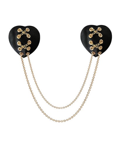 Neva Nude Two Heart Chained Pasties - Black