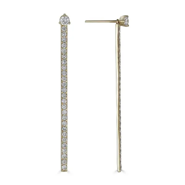 Diamond Stick Earrings - 14K White Gold