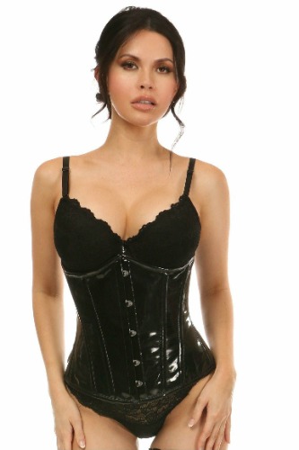Lavish Black Patent Underbust Corset - Small / As Shown