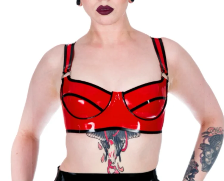 Latex Manette Bra (Black with red trim)