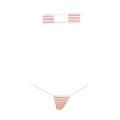 Seductive Anime Stripe Lingerie - 5-Piece Set - M / Pink