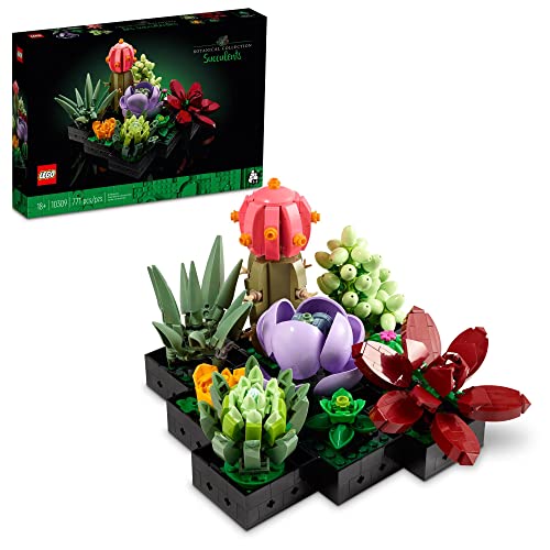 LEGO Icons Succulents Artificial Plant Set for Adults, Home Decor, Birthday, Creative Housewarming Gifts, Botanical Collection, Flower Bouquet Kit, 10309 - Multi Color