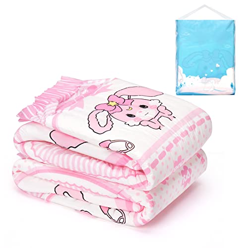 Littleforbig Adult Printed Diaper 2 PCS - Baby Usagi Cute Diaper (Medium 28"-38") - Pink Baby Usagi - Medium