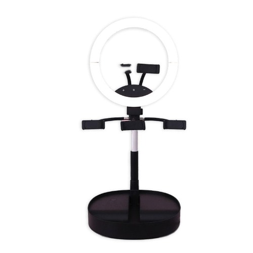 Deluxe Rechargeable Ring Light (with Built-in Battery) - Ink Black / Ring Light with 1 Phone Holder
