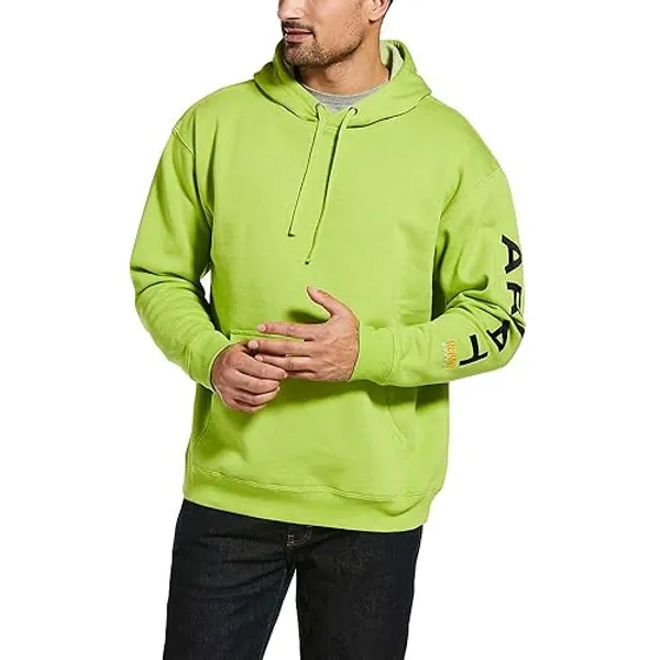Ariat Men's Rebar Graphic Hoodie - Large - Lime Heather/Black