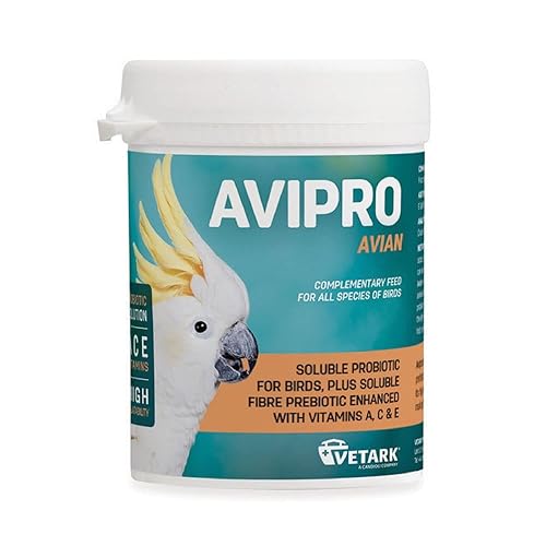 Vetark Avipro Avian ; Prebiotic and Probiotic For All Bird Species ; Supports Digestive Health and Stress ; Easy to give ; 100g powder - Unflavoured - 100 g (Pack of 1)
