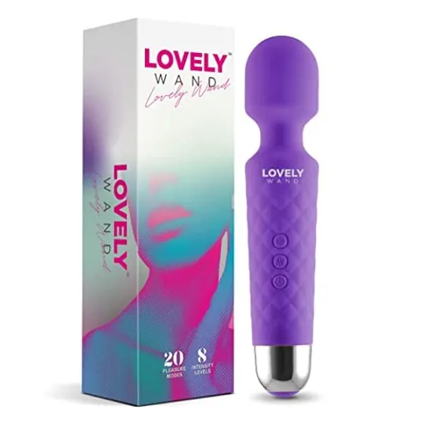 
                            Lovely Wand Massager Wireless Handheld Personal Body Therapeutic Massager with 8 Powerful Vibrating Speeds and 20 Modes Cordless Magic Electric Massage Waterproof Portable Rechargeable (Purple)
                        