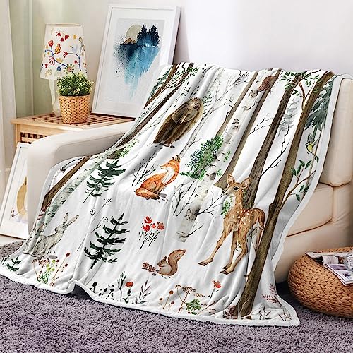 Rustic Forest Throw Blanket for Couch Bedroom, Country Hunting Bear Deer Wild Animals Farmhouse Lodge Country Throw Blanket, Rustic Lodge Cabin Nature Flannel Bed Blanket Decorations (50X60 Inches) - Multi8