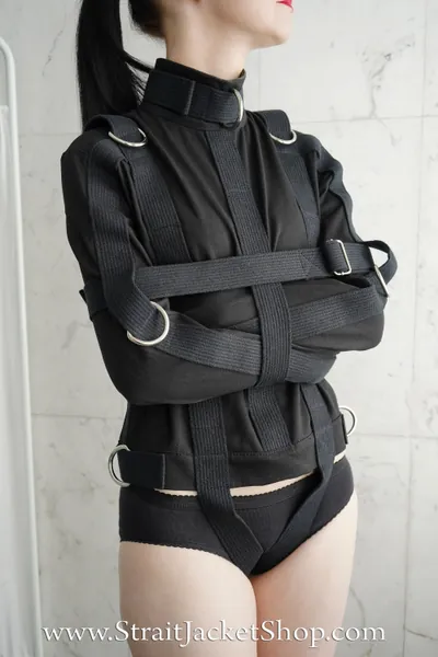 Black Straitjacket - Sides Crotch Strap / Restraining Bondage Straitjacket / BDSM / Institutional / Fetish / ABDL / Asylum