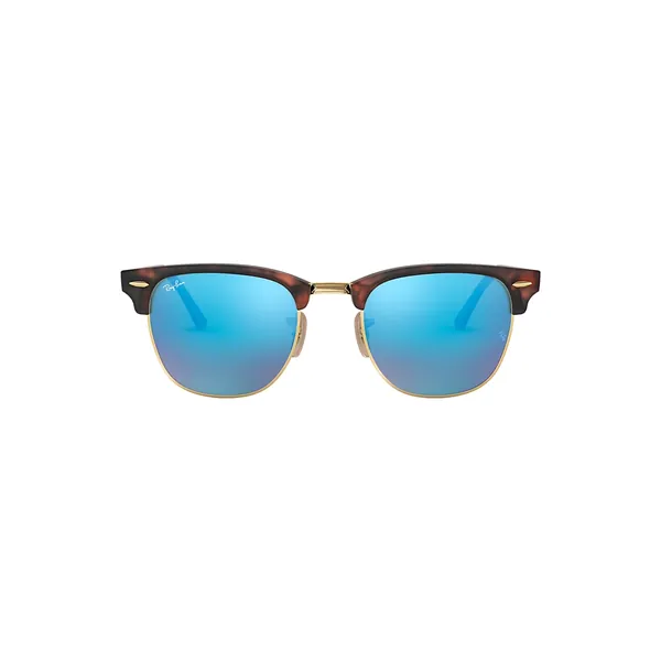 Ray-Ban Sunglasses Unisex Clubmaster Flash Lenses - Havana On Gold Frame Blue Lenses 51-21